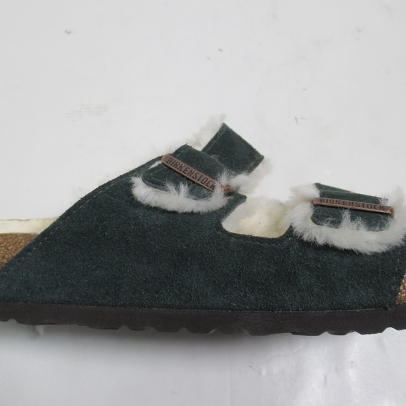 Birkenstock Men's Arizona Shearling Suede Leather Sandals Mountain View Green 10 - Picture 3 of 12